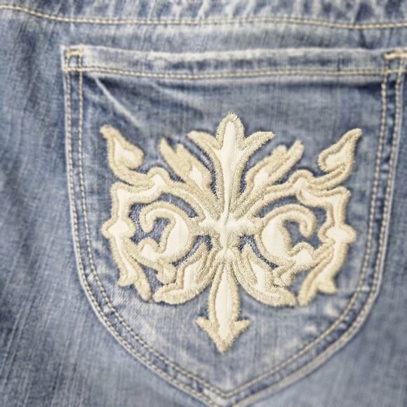 Guess Daredevil Boot Cut Jeans Embellished Pockets Dark Wash Denim Size 30 - Picture 2 of 14